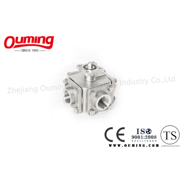 Four Way Threaded End Ball Valve with Mouting Pad